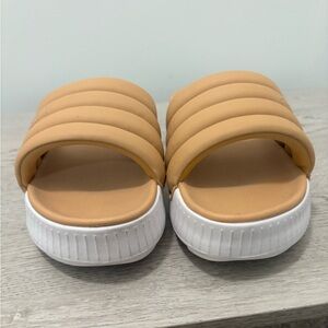 Puma Tan Slides with White Soles